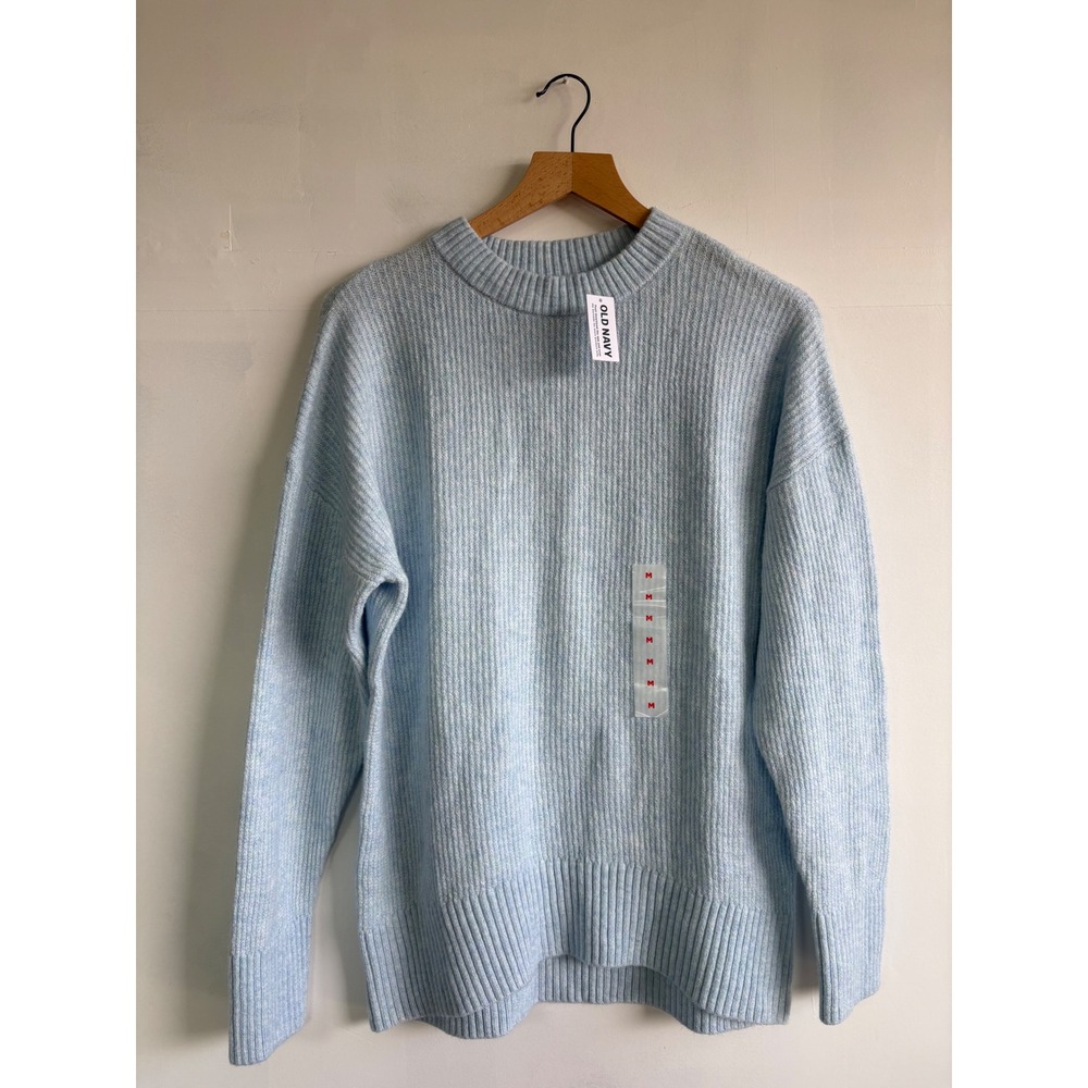 Old Navy SoSoft Light Blue Ribbed Crew Neck Sweater oversized minimalist W-M